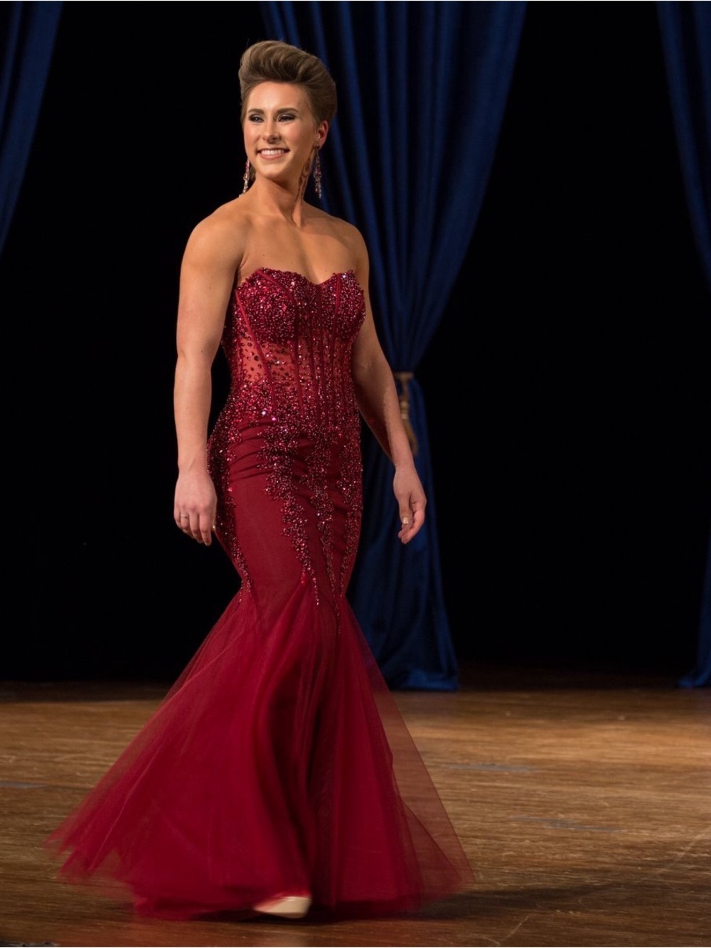 Jovani Burgundy Sequin Mermaid Gown - Picture 3 of 3